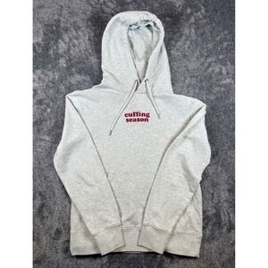 Aeropostale Mens Cuffing Season Graphic Hoodie Gray Small Fleece Pullover